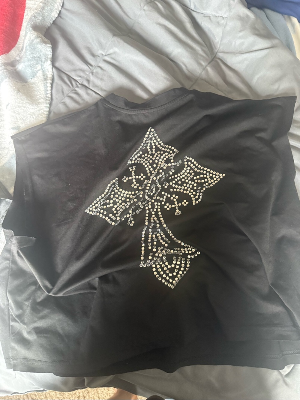 Black Men's Tank Top with Studded Cross